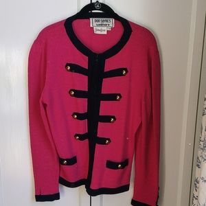 Vintage Pink and Navy Knit Sweater Jacket